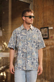 Vintage funky patterned polo style shirt (XL)