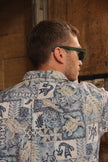 Vintage funky patterned polo style shirt (XL)