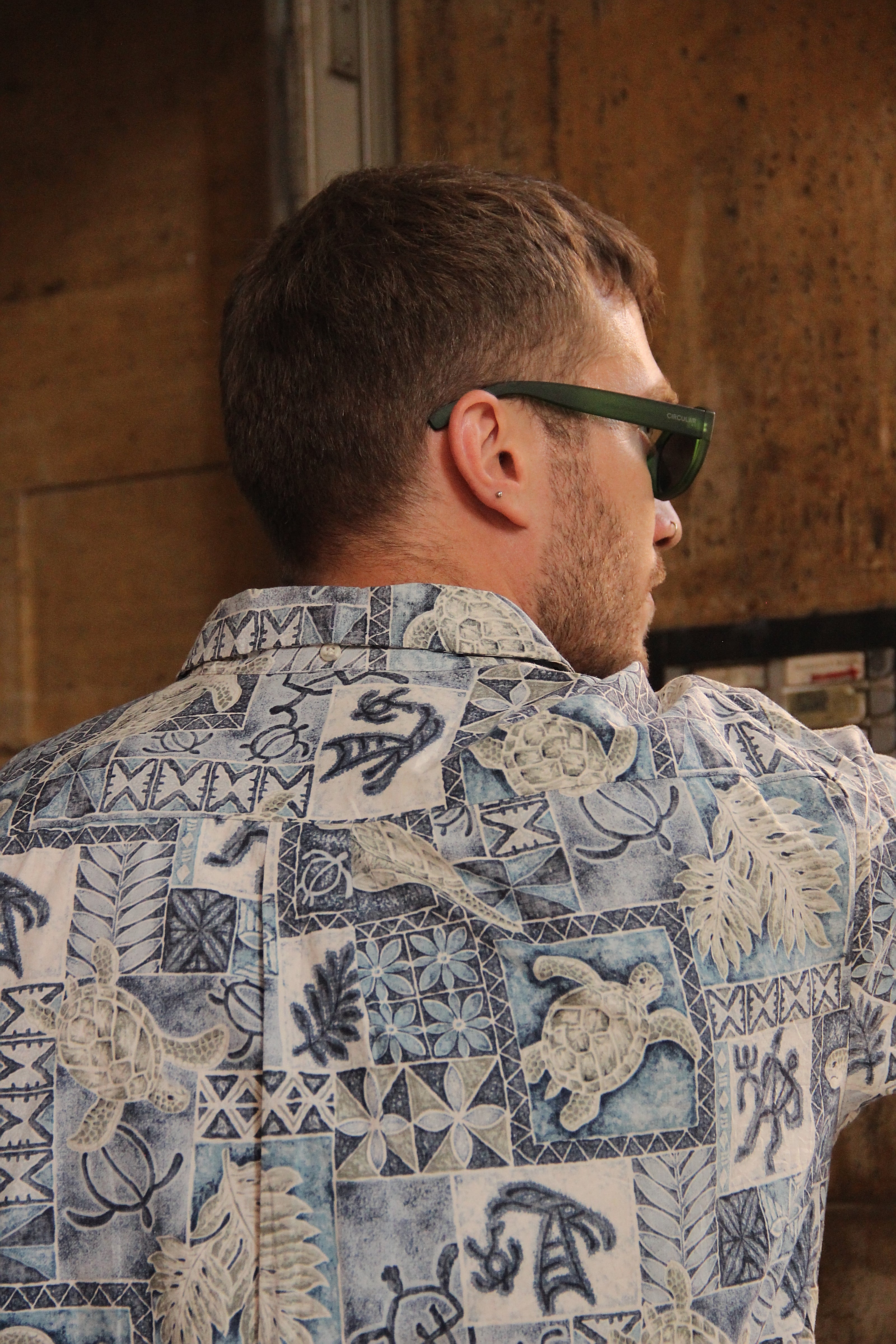 Vintage funky patterned polo style shirt (XL)