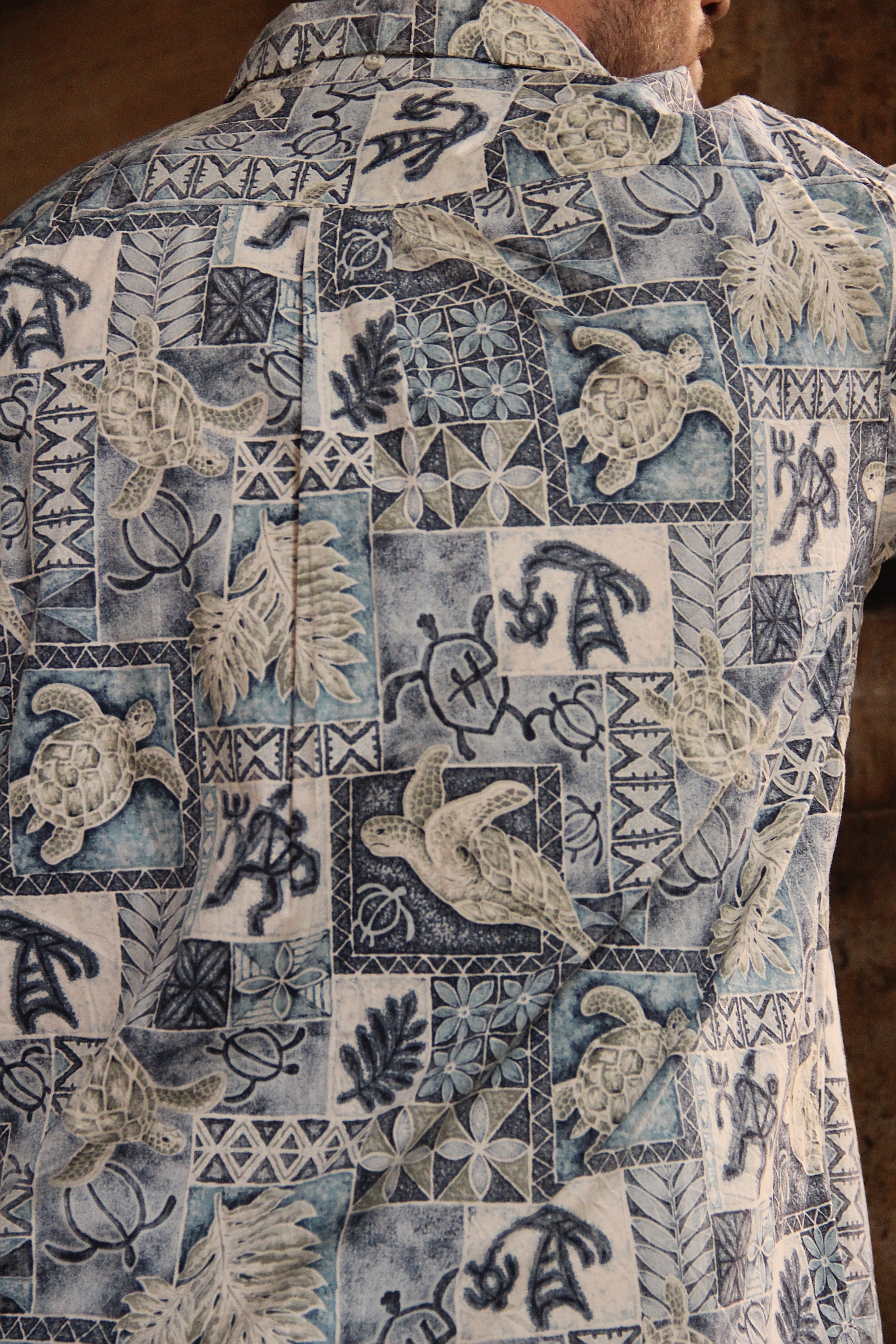 Vintage funky patterned polo style shirt (XL)