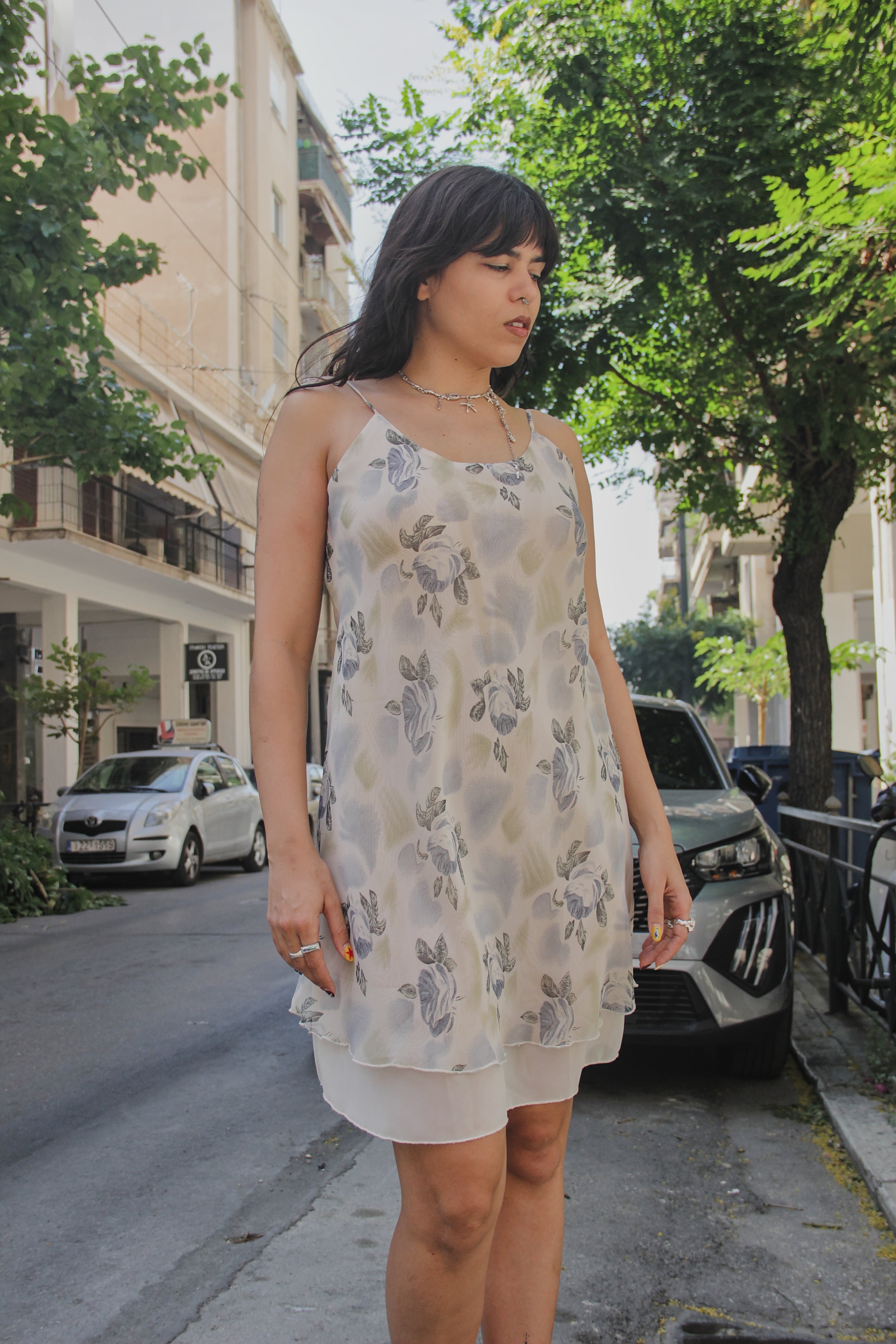 Beautiful vintag efloral 100% silk dress (M/L)