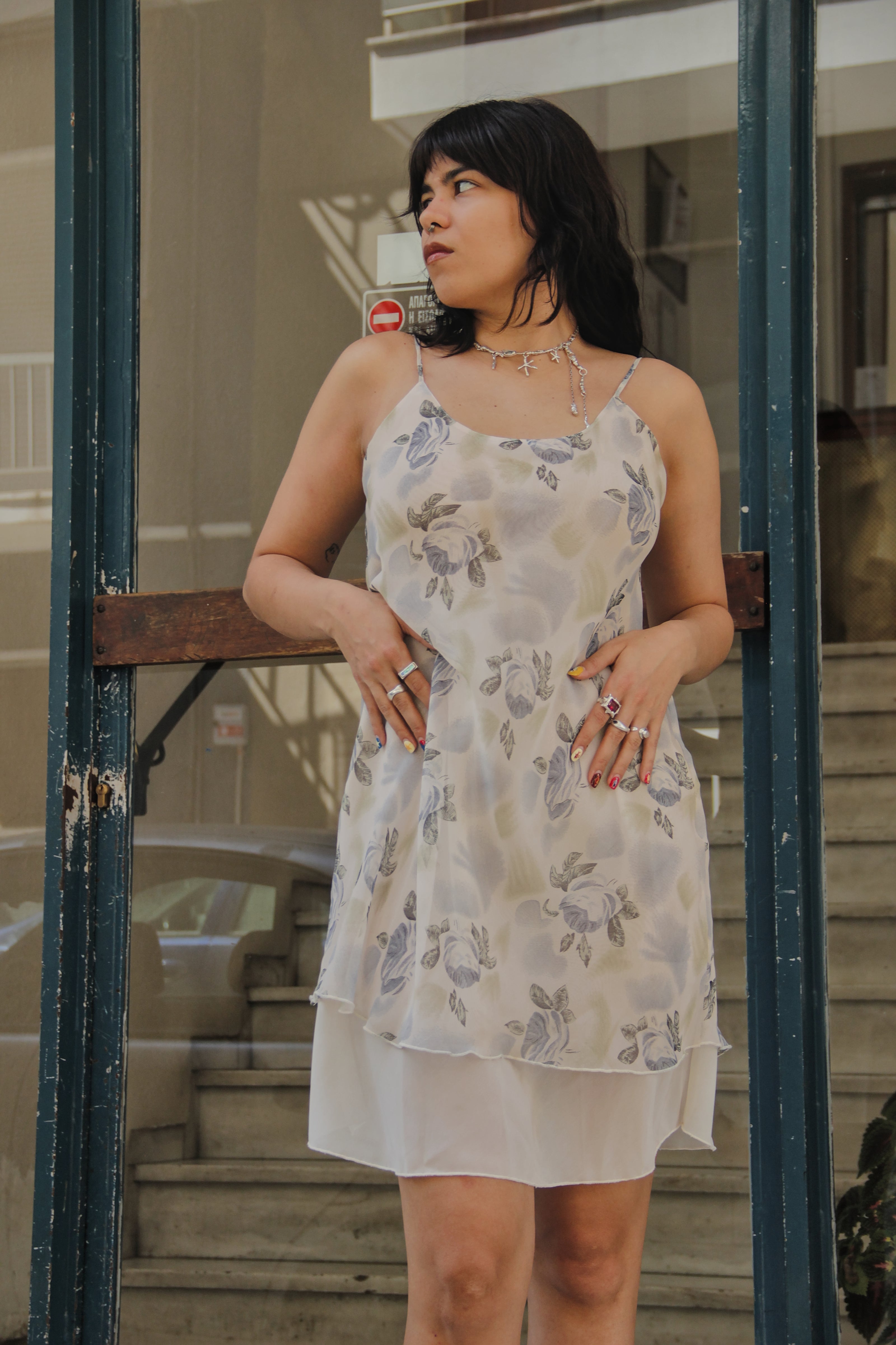 Beautiful vintag efloral 100% silk dress (M/L)