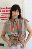 Vintage check men’s sleeveless shirts