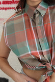 Vintage check men’s sleeveless shirts
