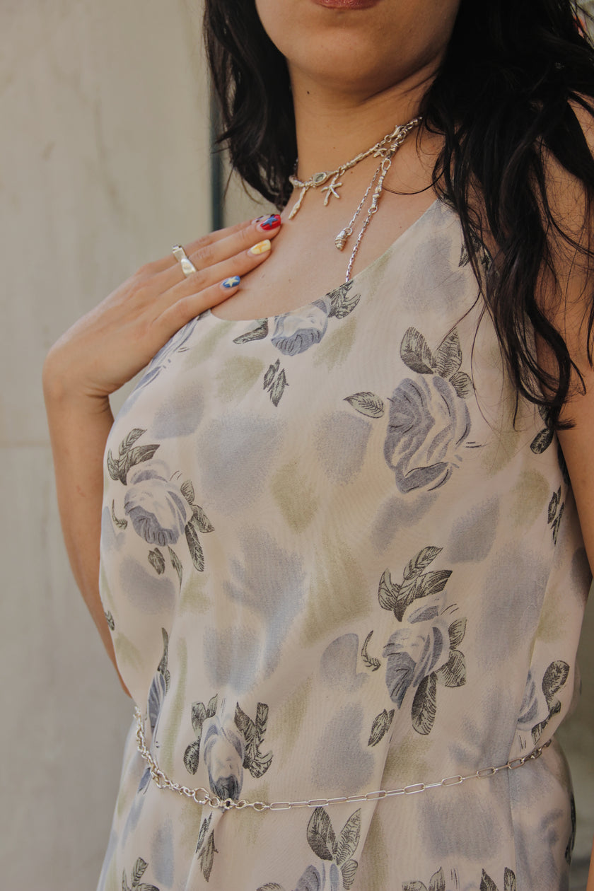 Beautiful vintag efloral 100% silk dress (M/L)