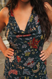 Vintage midi floral dress with beaded details (L)