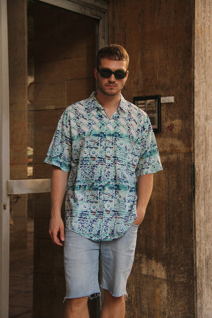 Vintage funky patterned shirt(L)