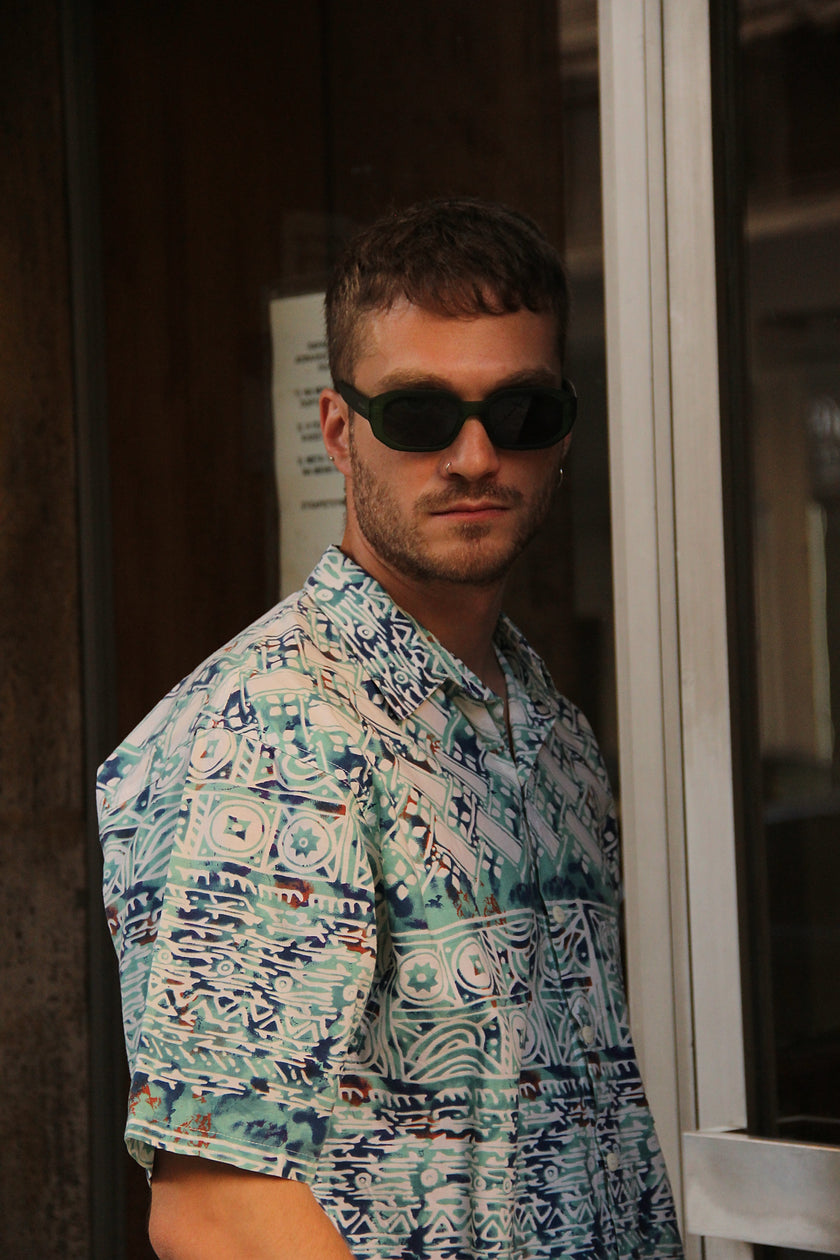 Vintage funky patterned shirt(L)
