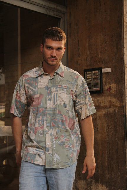 Vintage funky patterned shirt (L)