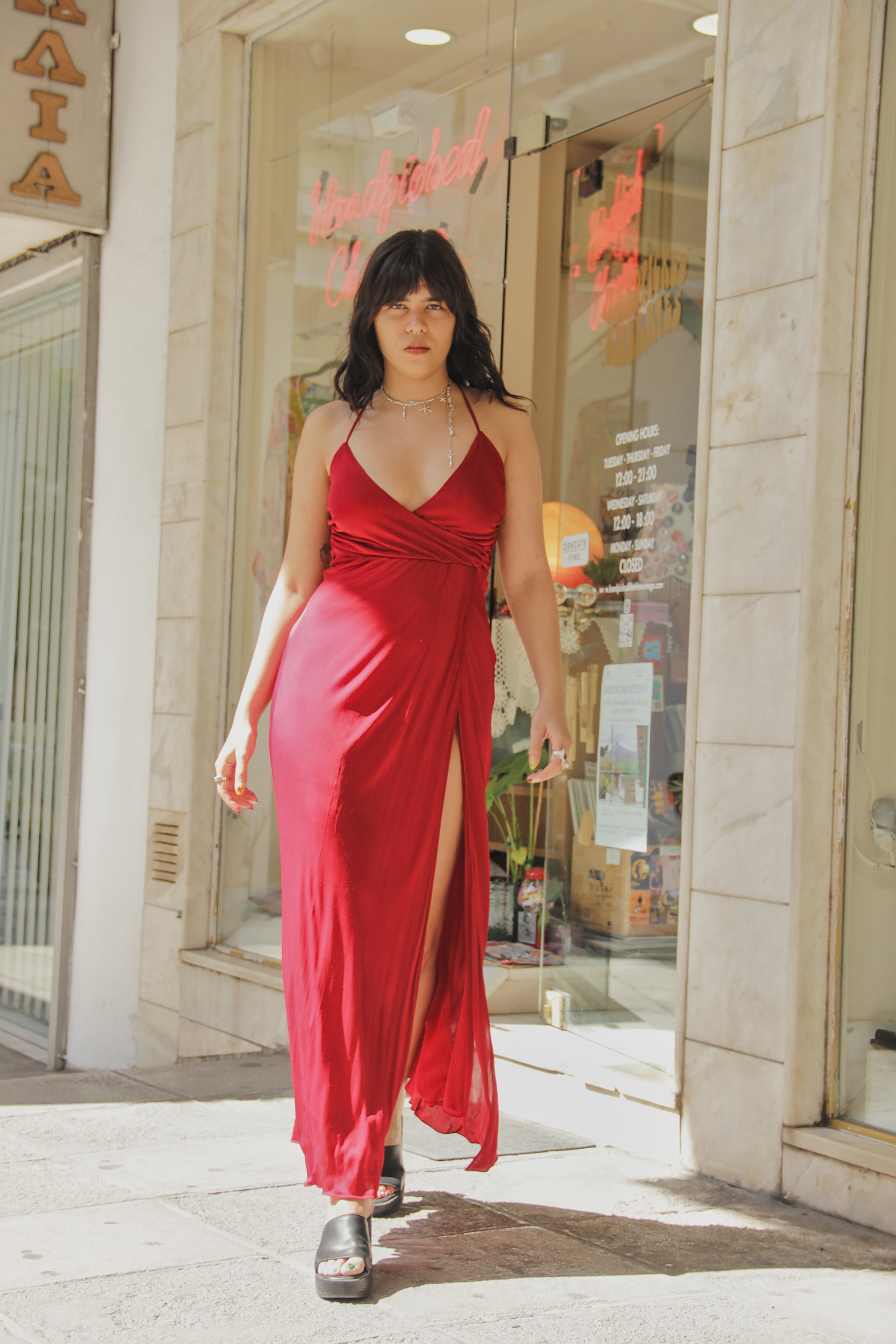 Miss Sixty maxi super hot dress with thigh-high slit (M)