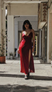 Miss Sixty maxi super hot dress with thigh-high slit (M)