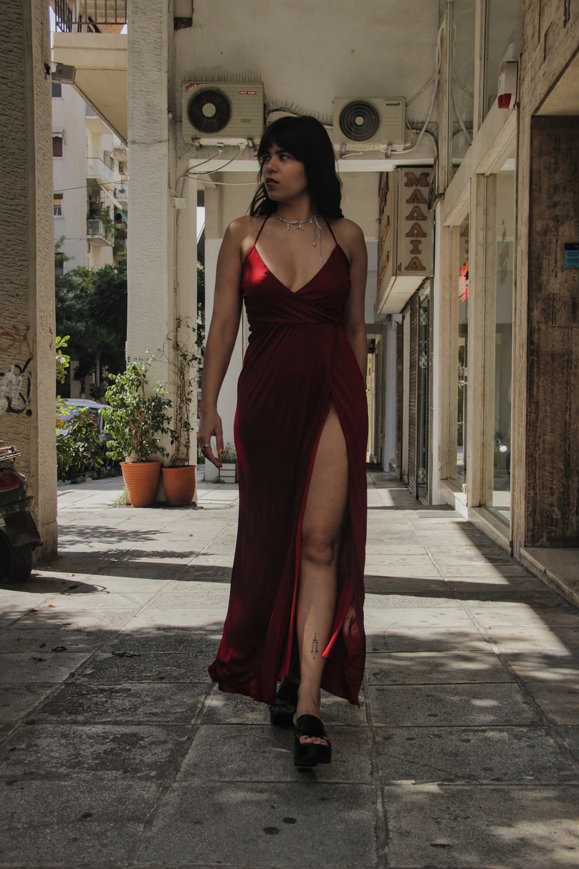 Miss Sixty maxi super hot dress with thigh-high slit (M)