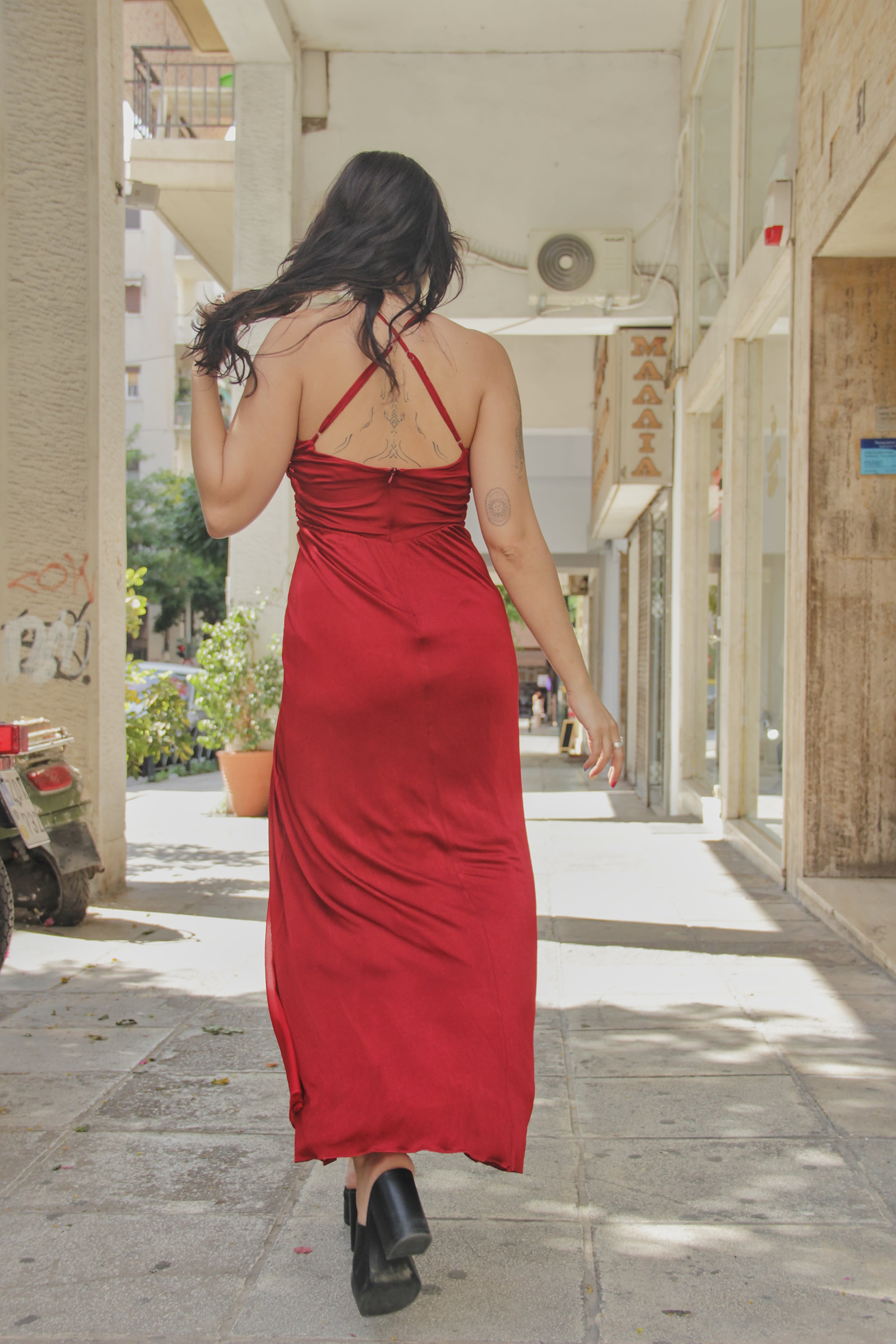 Miss Sixty maxi super hot dress with thigh-high slit (M)