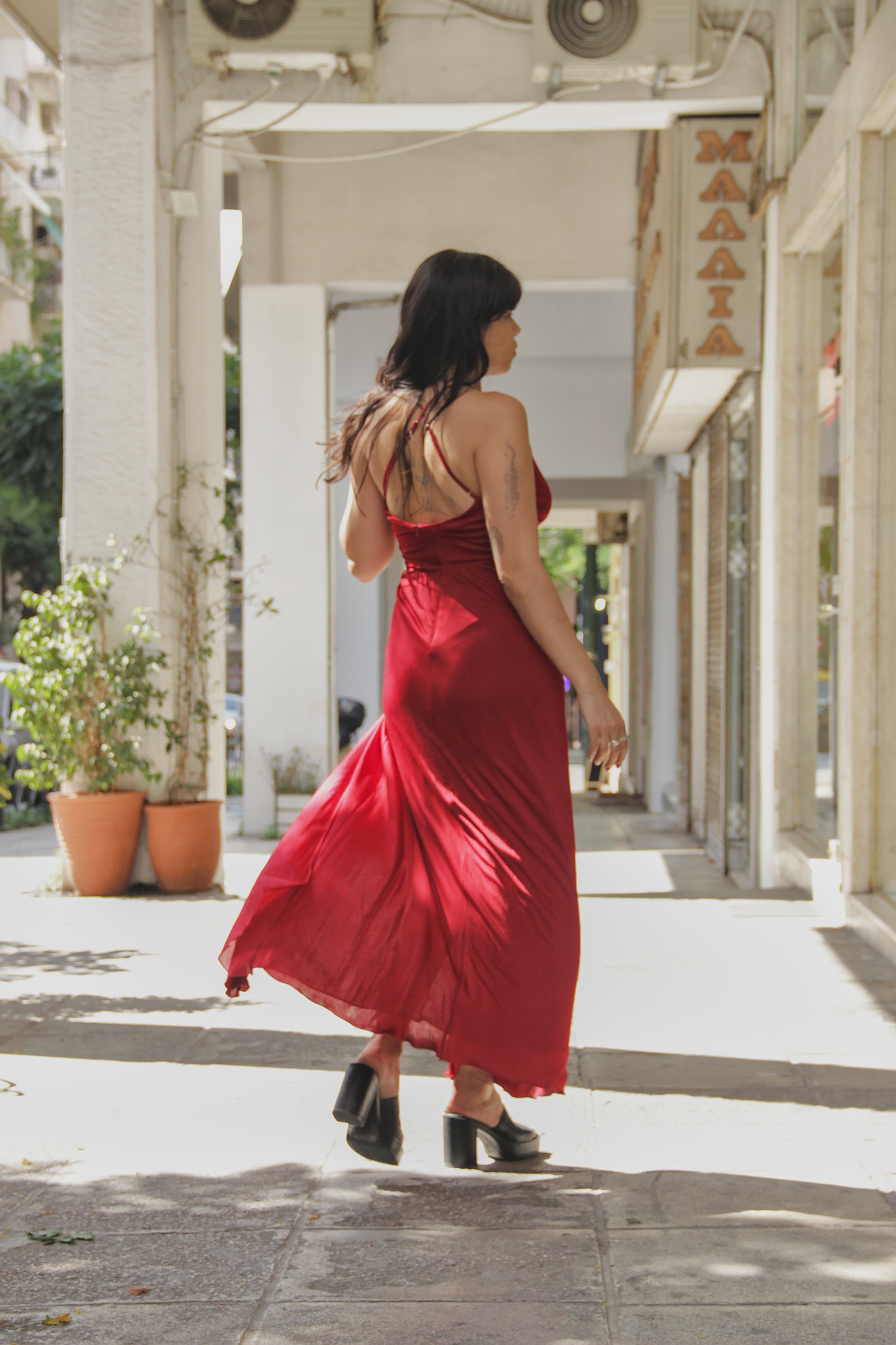 Miss Sixty maxi super hot dress with thigh-high slit (M)