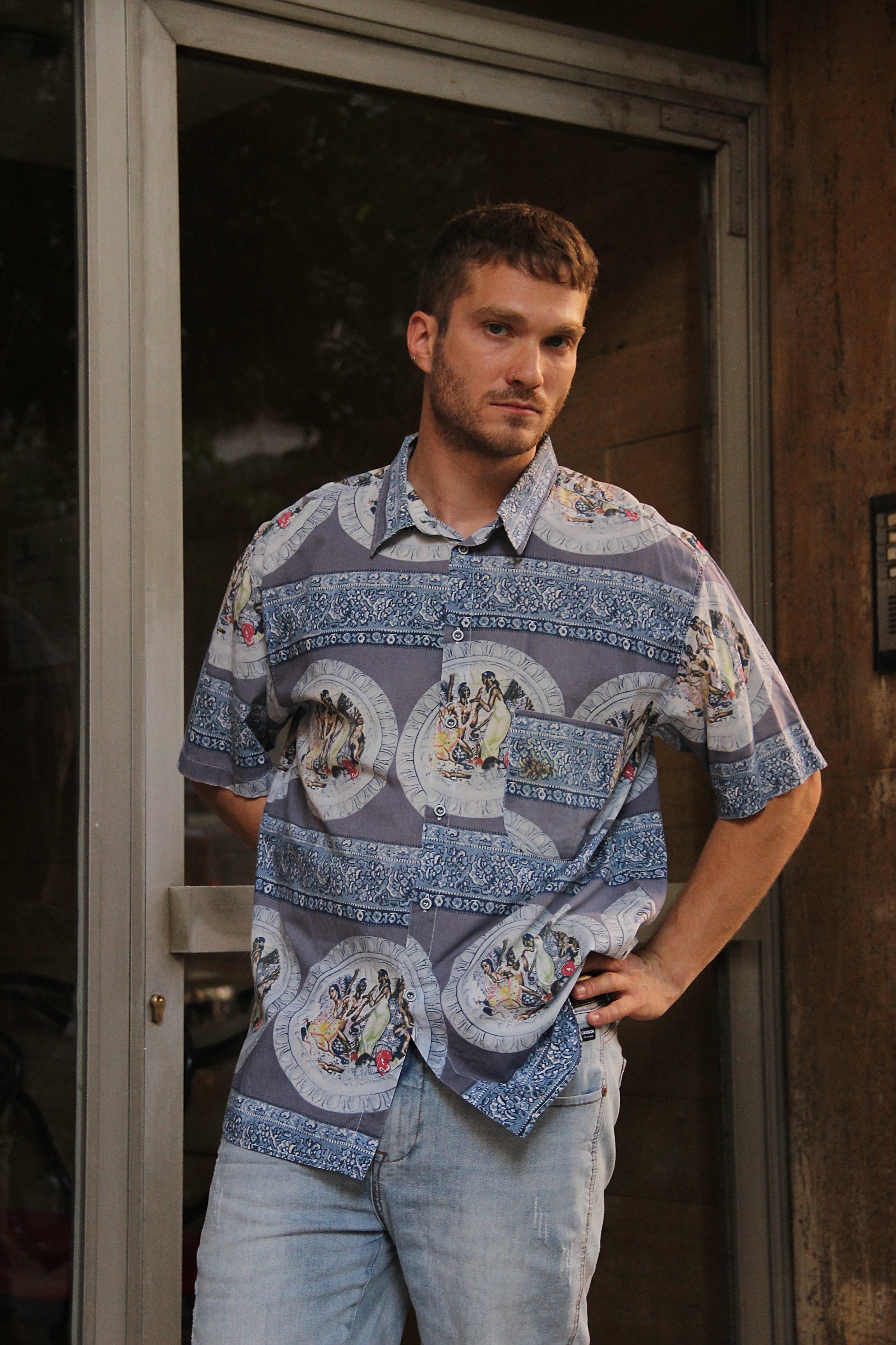 Vintage funky patterned shirt (XL)