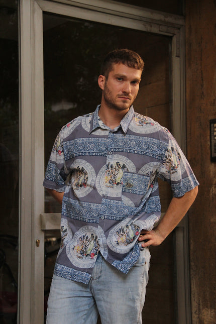 Vintage funky patterned shirt (XL)