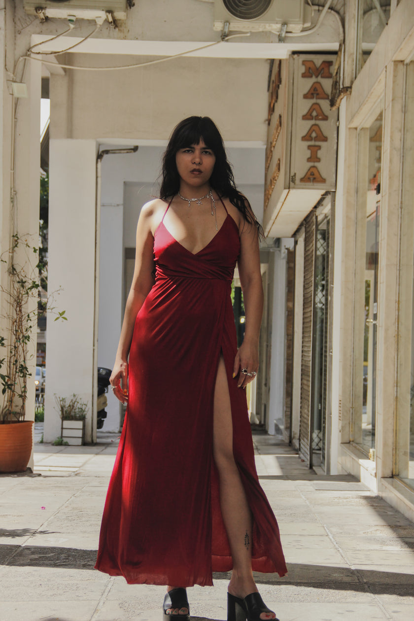 Miss Sixty maxi super hot dress with thigh-high slit (M)