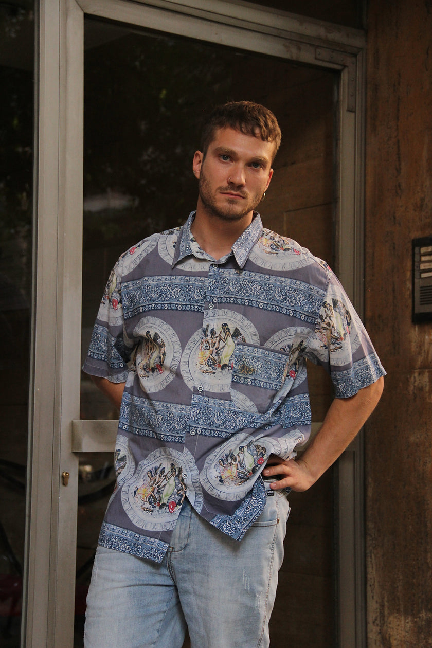 Vintage funky patterned shirt (XL)