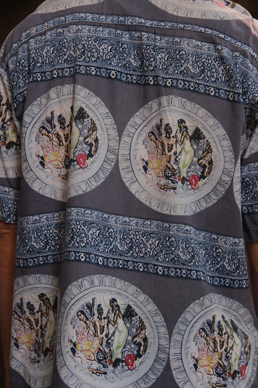 Vintage funky patterned shirt (XL)