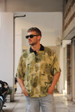Vintage funky patterned polo shirt (L)