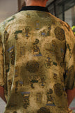 Vintage funky patterned polo shirt (L)