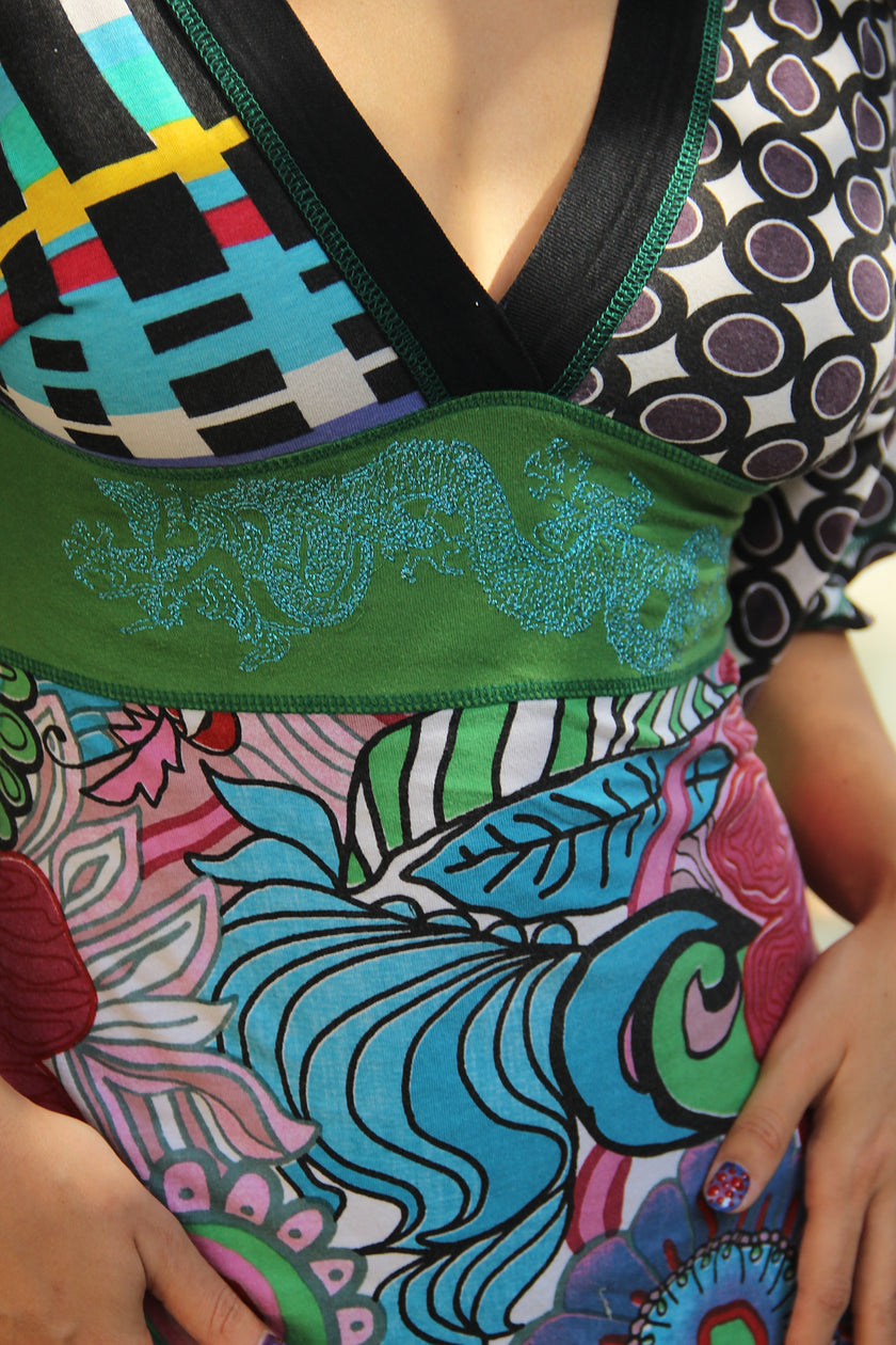 Desingual funky patterned dress (S)