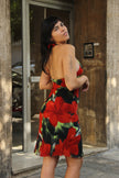 Vintage gorgeous halter floral dress (S)