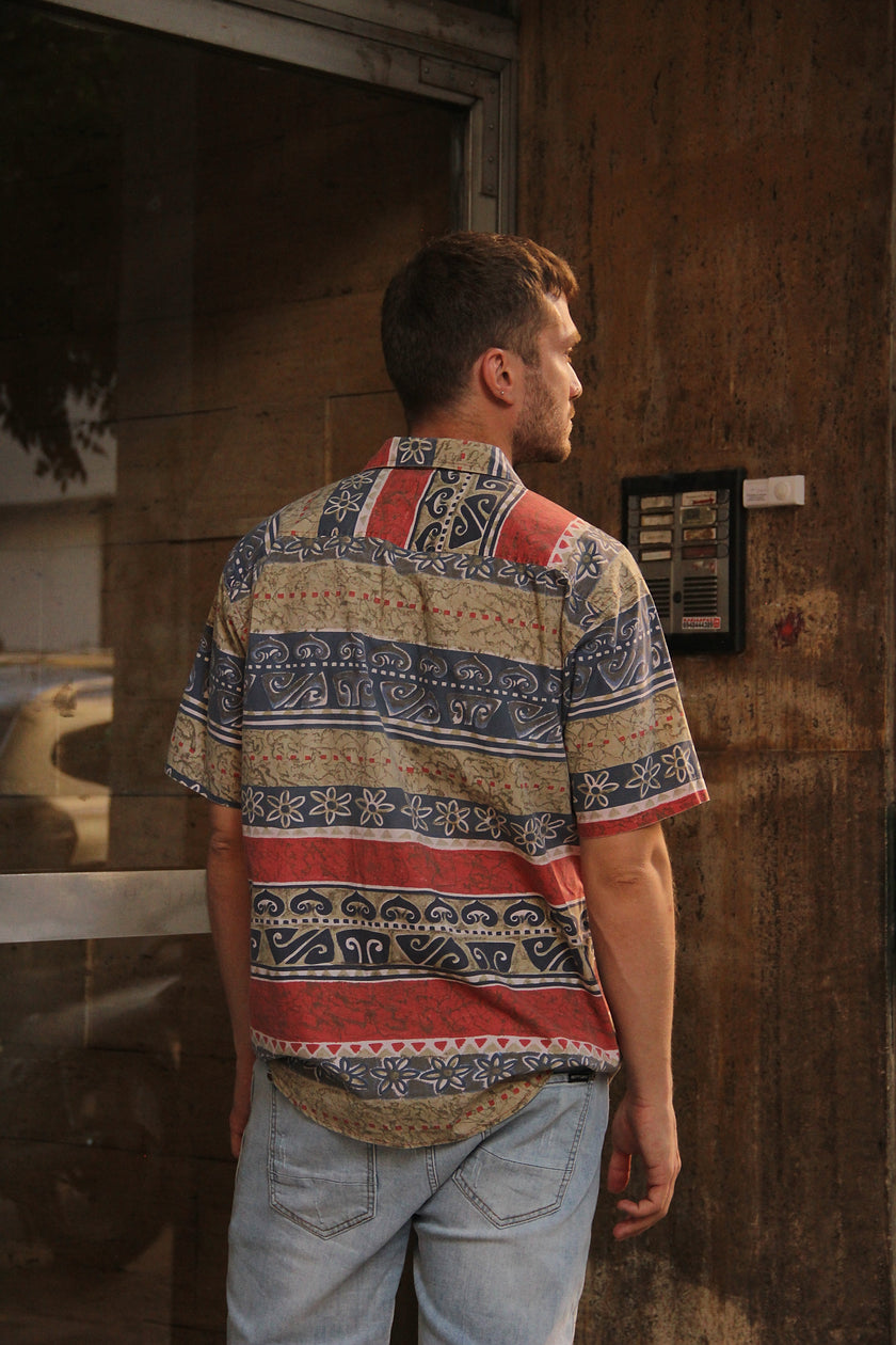 Vintage funky patterned shirt (L)