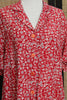Vintage 90s Red Floral Button-Up Dress – White Ditsy Print with Notched Collar & Short Sleeves