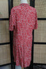 Vintage 90s Red Floral Button-Up Dress – White Ditsy Print with Notched Collar & Short Sleeves