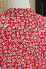 Vintage 90s Red Floral Button-Up Dress – White Ditsy Print with Notched Collar & Short Sleeves
