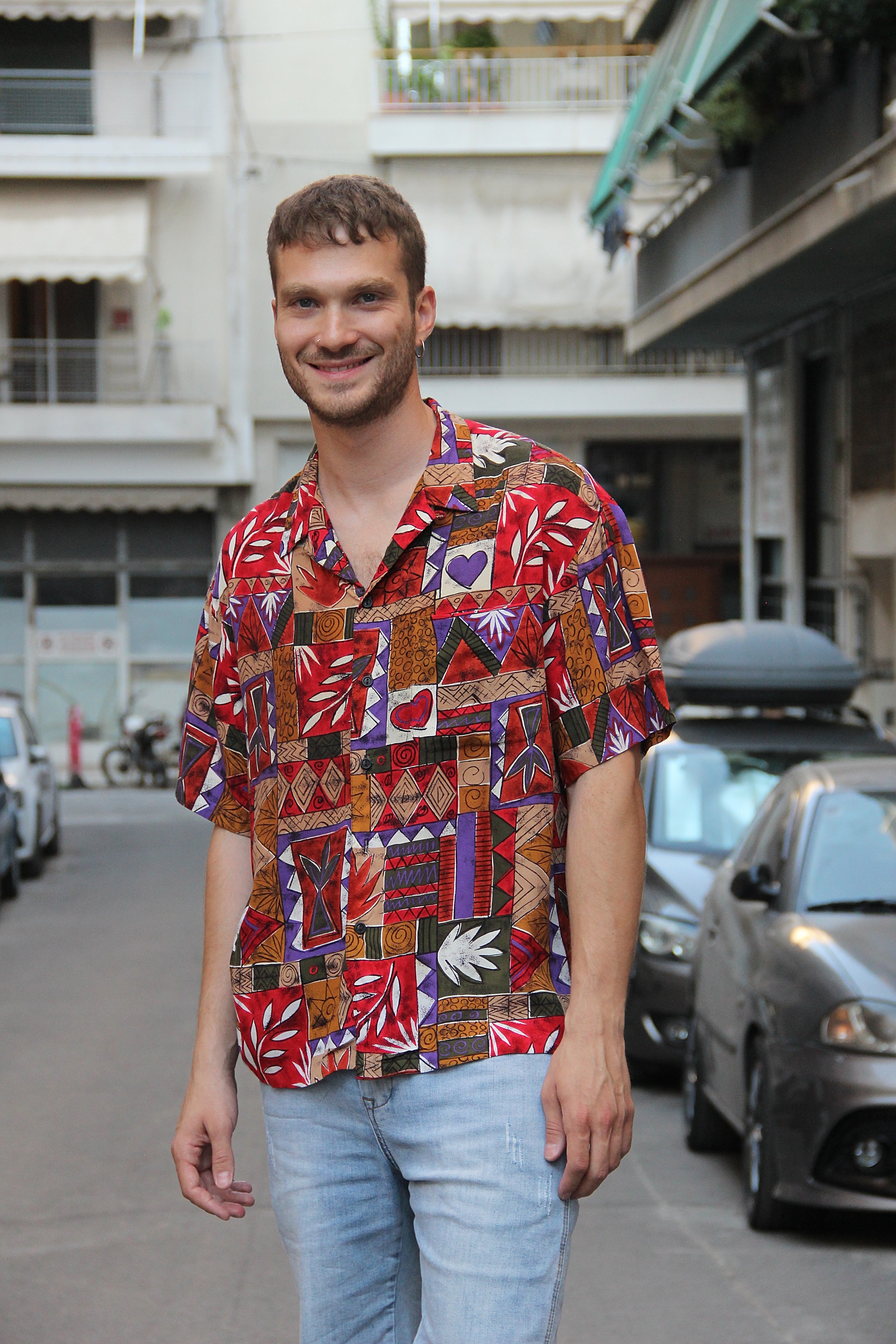 Vintage funky patterned shirt (M)