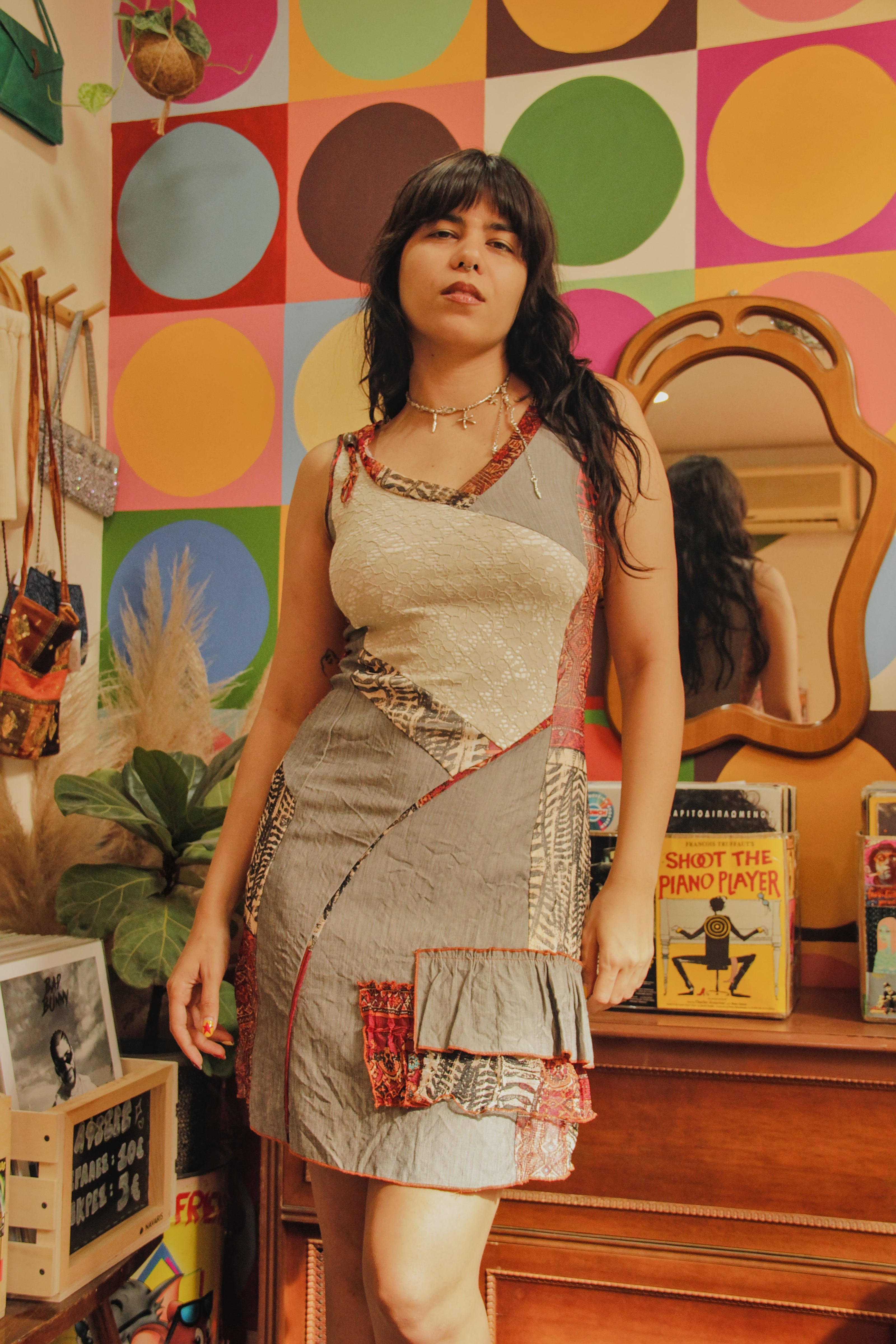 Vintage patchwork style dress (S/M)