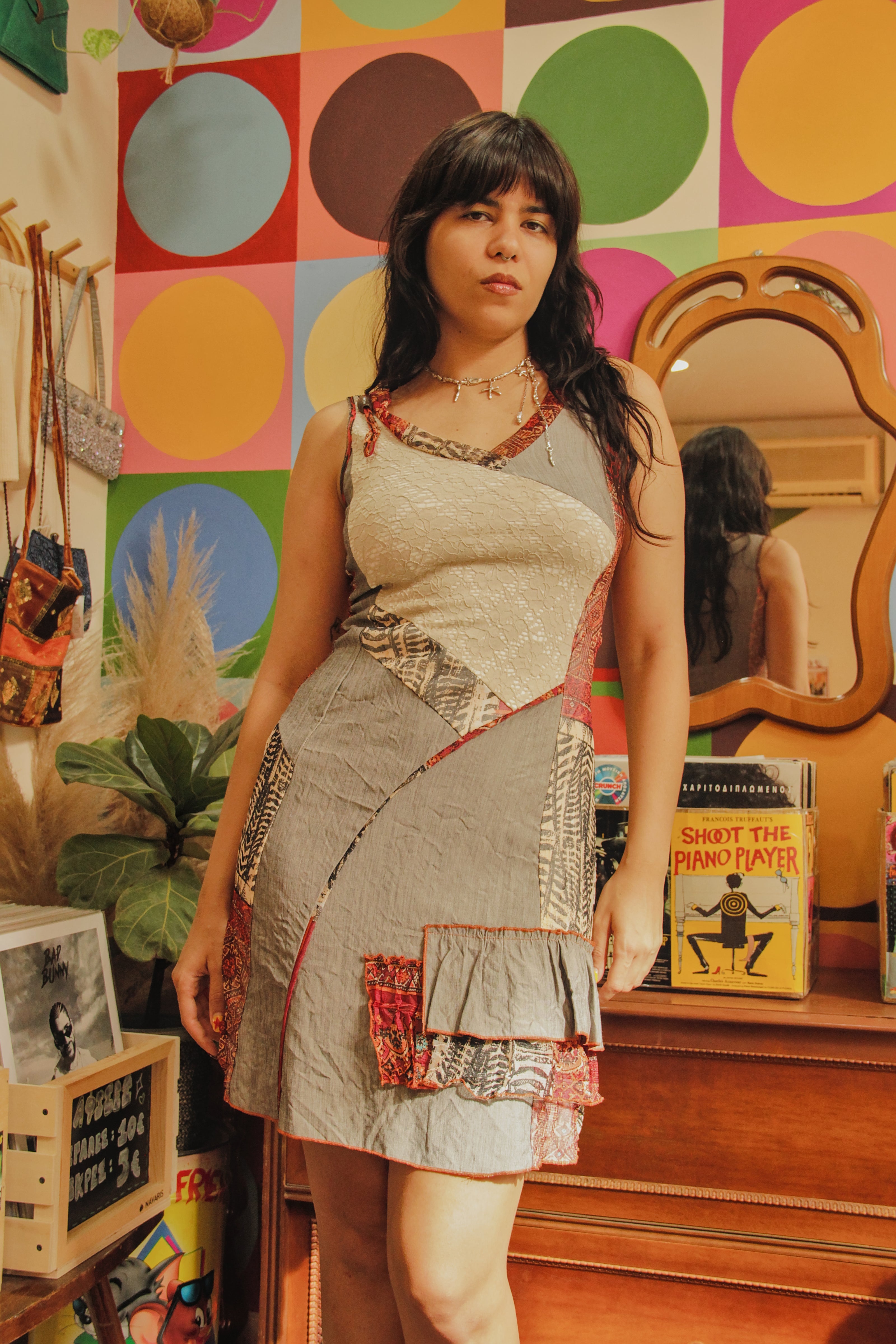 Vintage patchwork style dress (S/M)