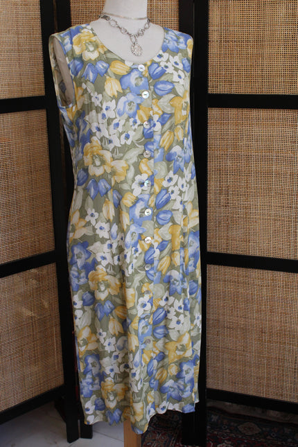 Vintage floral button up dress