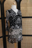 Sheer Black & White Floral Mini Mesh dress