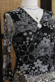 Sheer Black & White Floral Mini Mesh dress