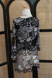 Sheer Black & White Floral Mini Mesh dress