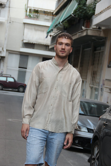 Vintage 100% silk long sleeve shirt (L)