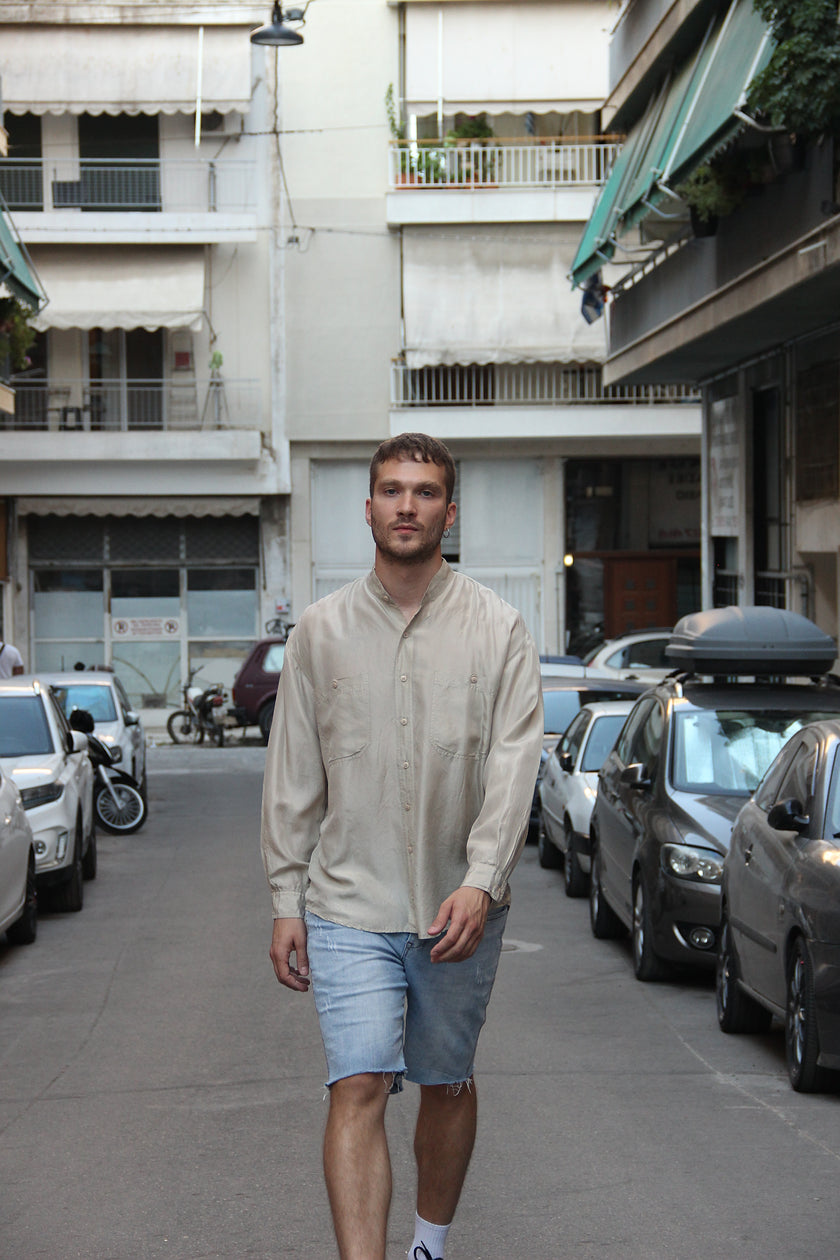 Vintage 100% silk long sleeve shirt (L)