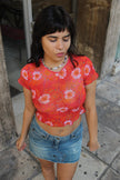 Super hot see-through mesh short sleeve top (S/M)