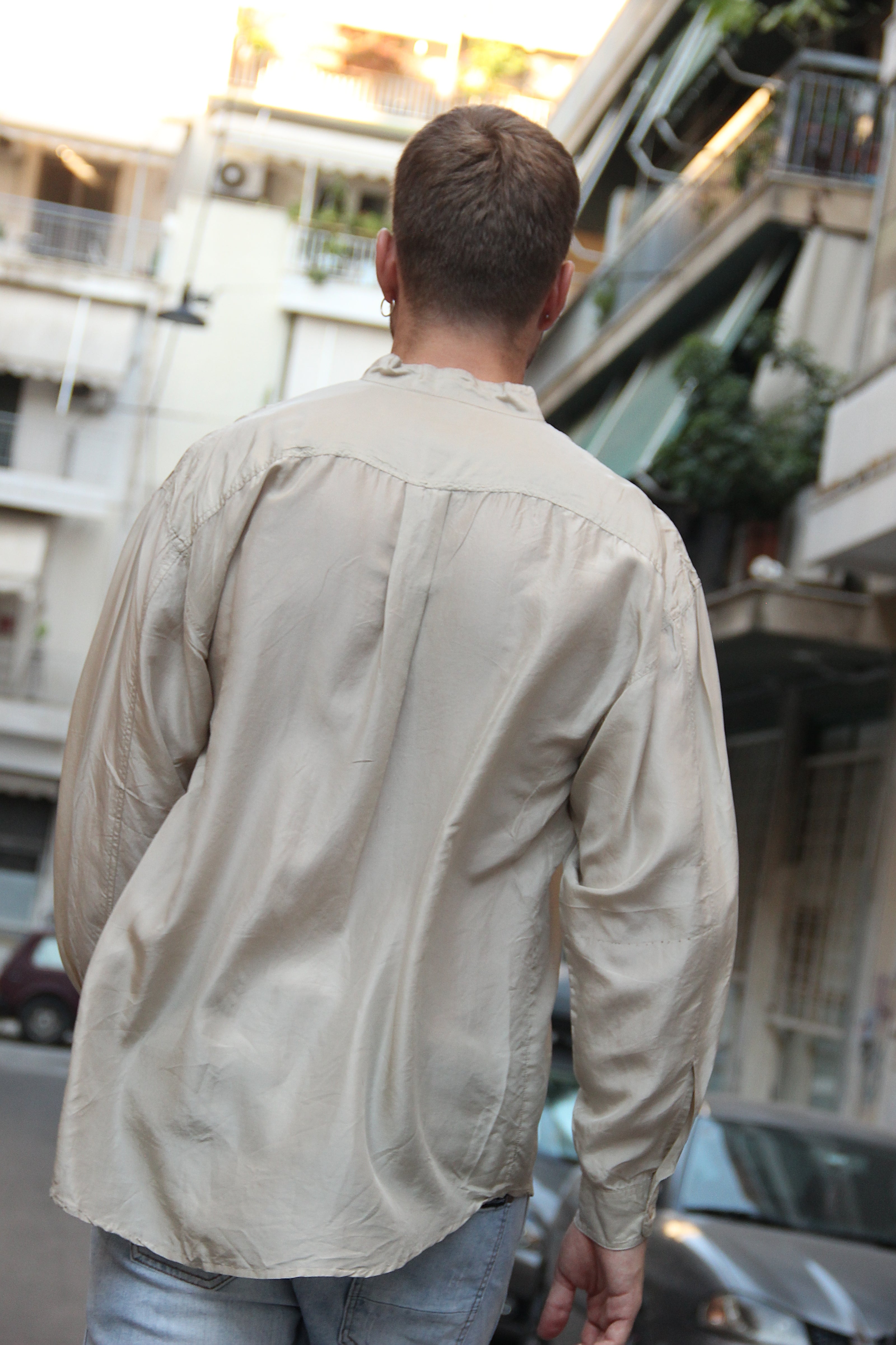 Vintage 100% silk long sleeve shirt (L)