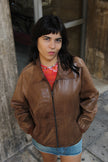 Vintage Men's brown leather bomber jacket (S)