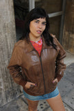 Vintage Men's brown leather bomber jacket (S)