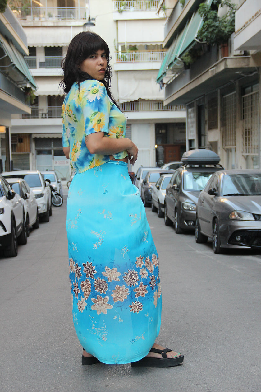 Vintage maxi funky wrap skirt (XS/S)