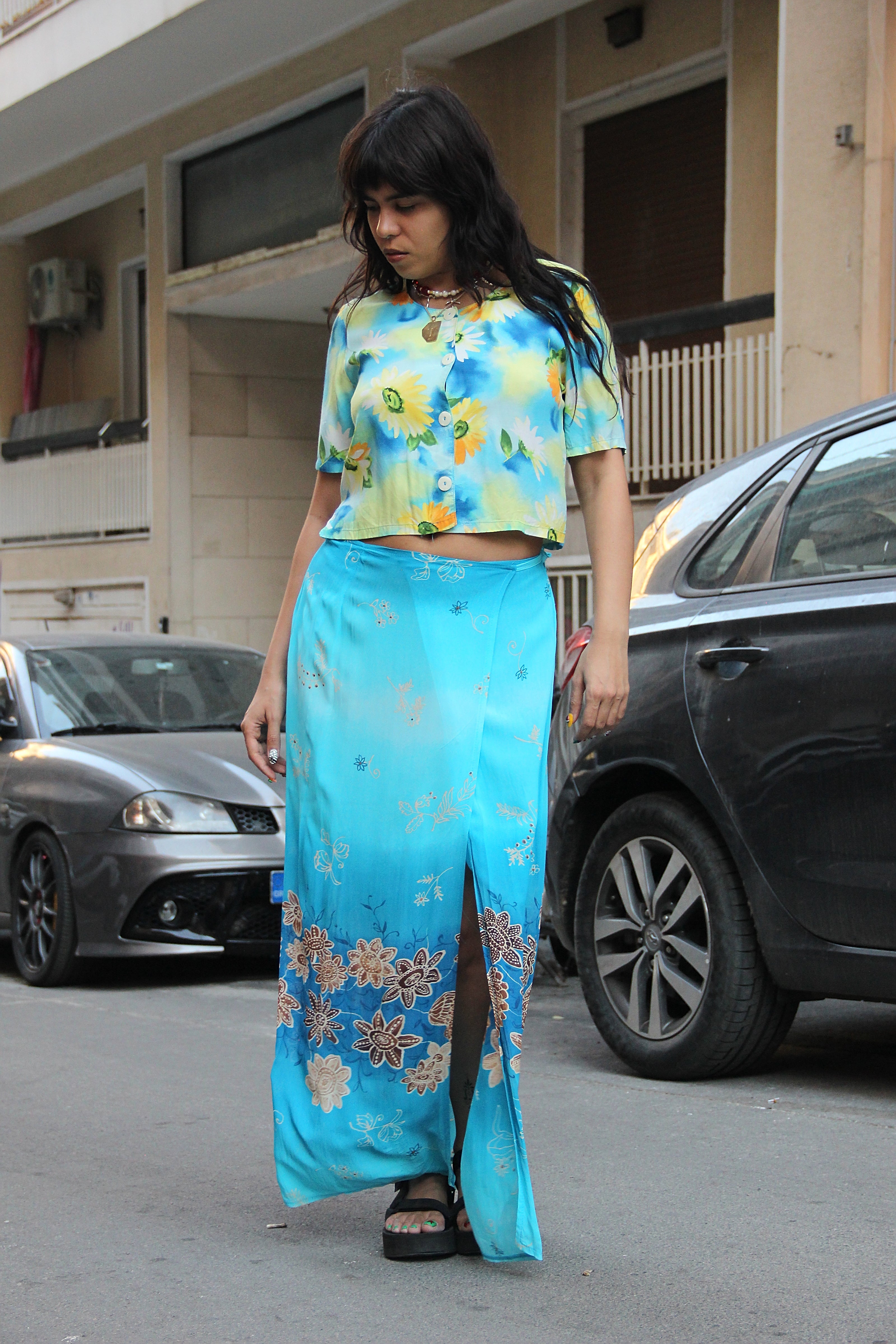 Vintage maxi funky wrap skirt (XS/S)