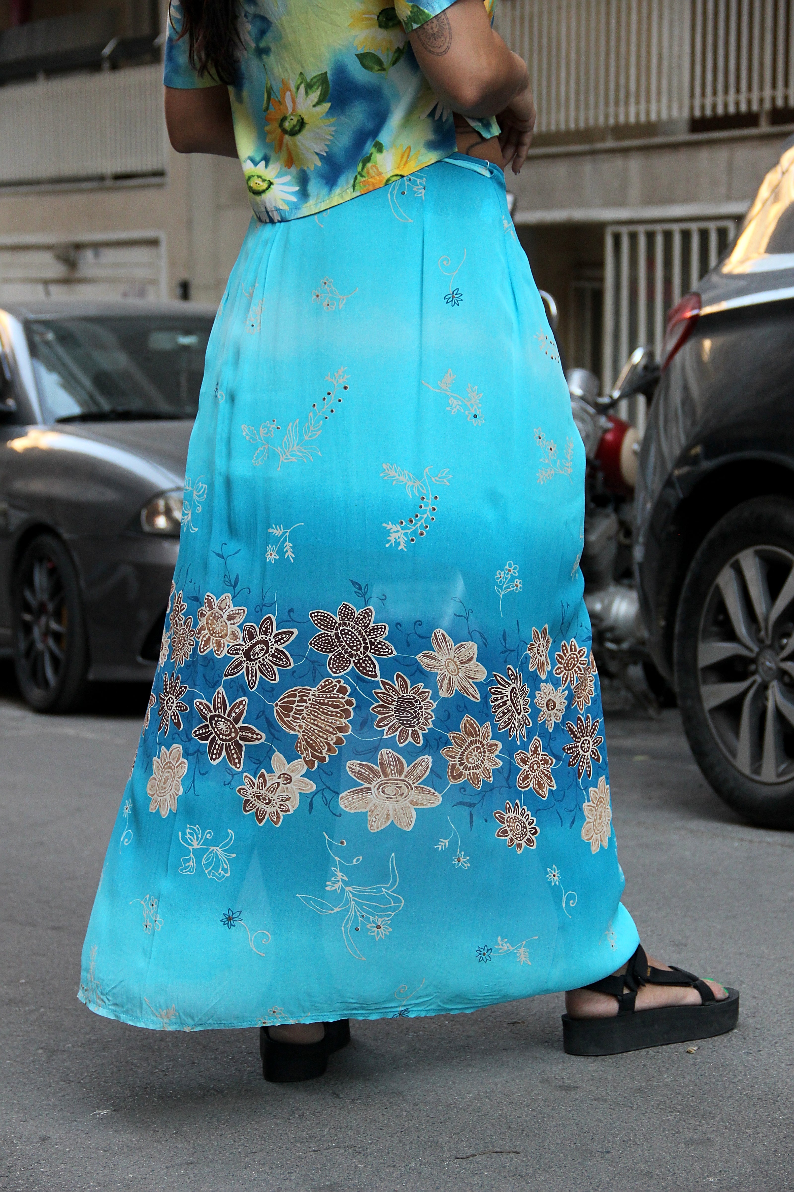 Vintage maxi funky wrap skirt (XS/S)