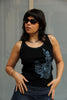 Vintage ribbed Y2K top with embroidered detailing (L)