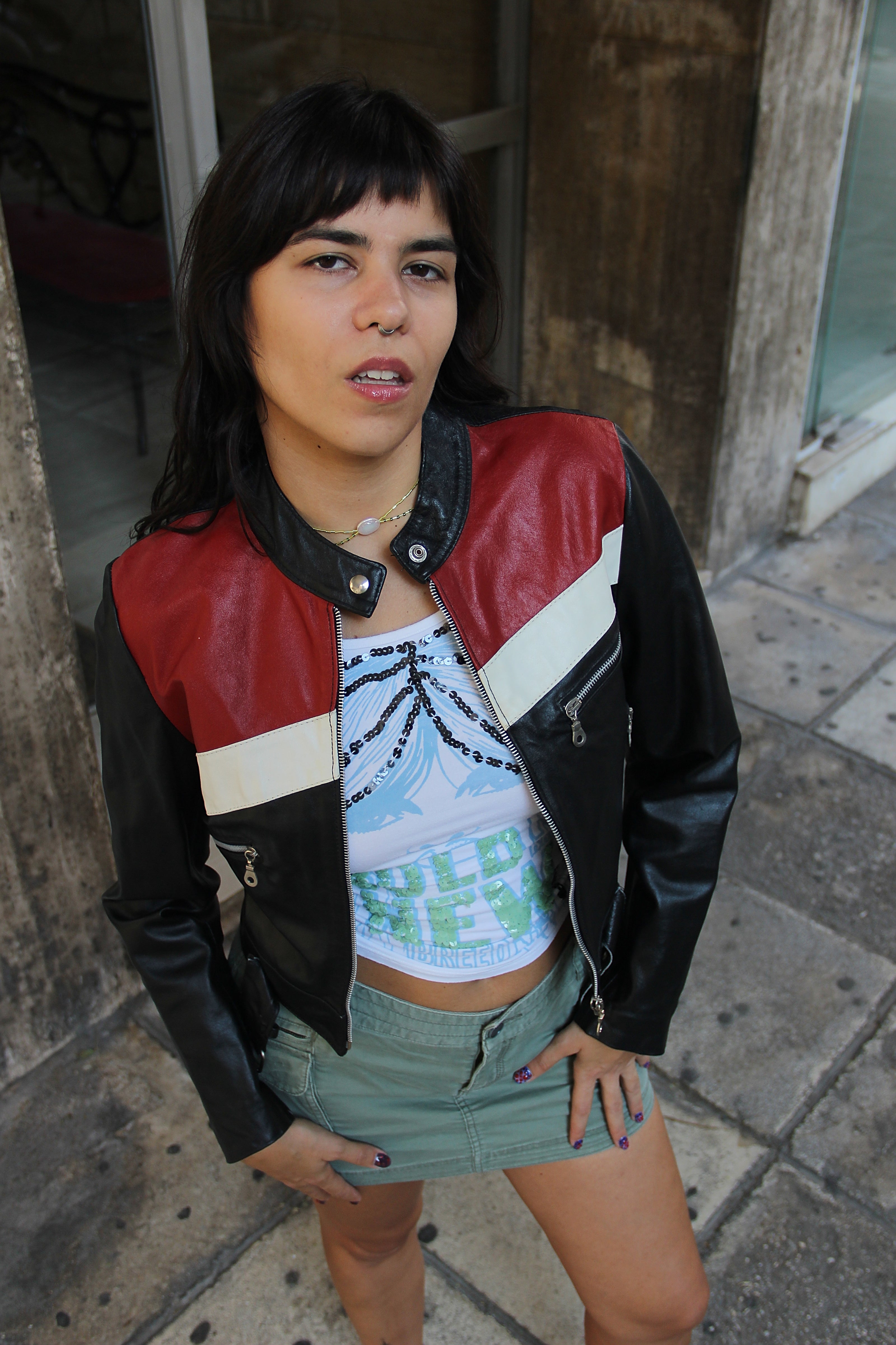 Vintage genuine leather rider jacket (XS/S)