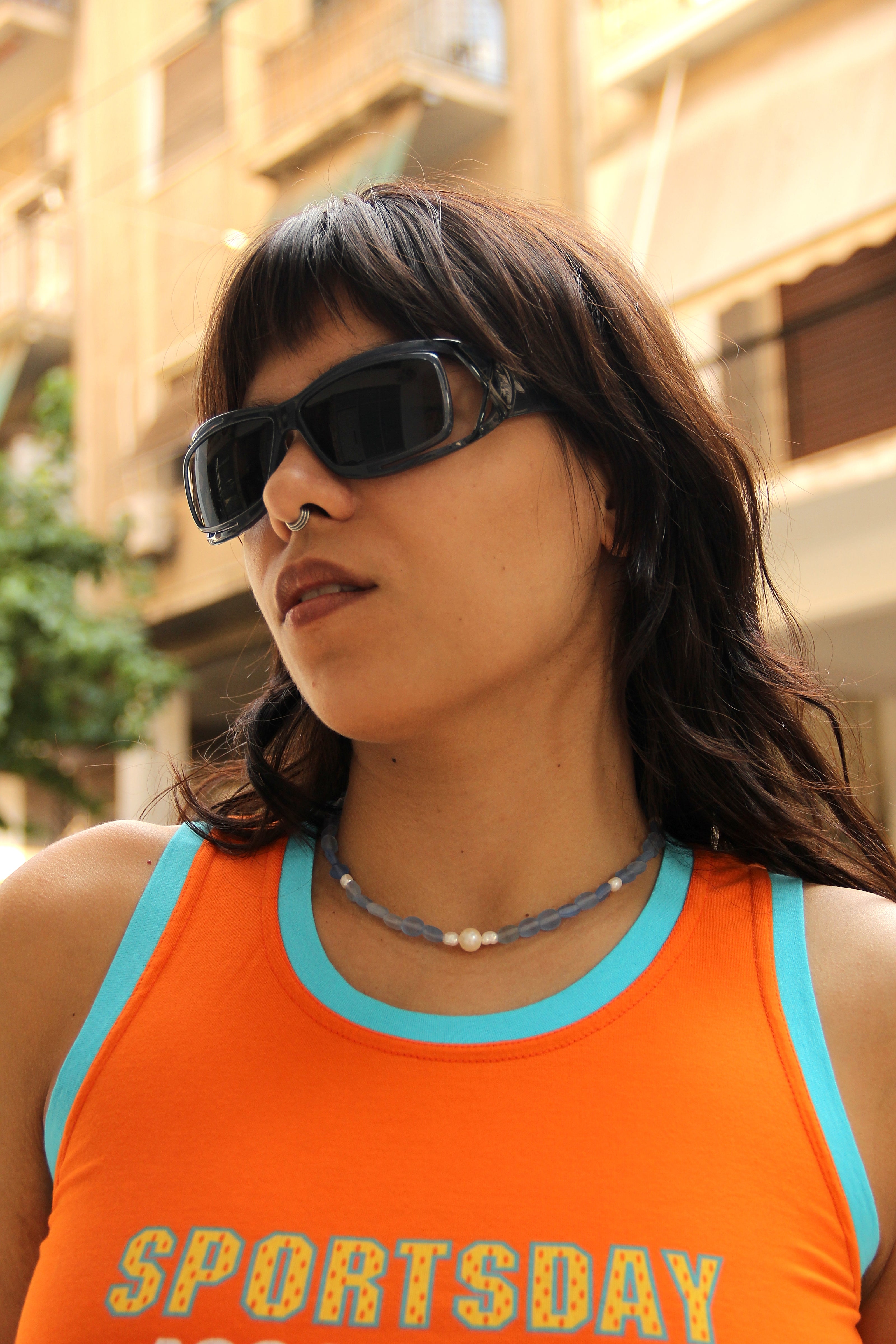 Handmade glass & pearl necklace
